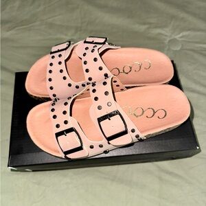 Ccocci Blush Pink Studded Slide Sandals